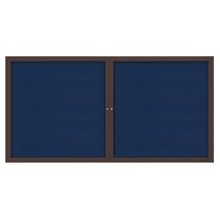 United Visual Products 72"x36" 3-Door Enclosed Outdoor Letterboard, Blue Felt/Bronze UV1163D-BRONZE-BLUE